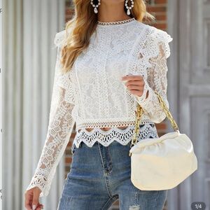 Elegant White Lace Women's Top